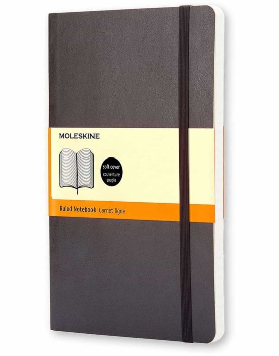 Libreta clásica tapa blanda negra P rayas
