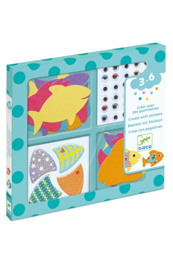 Djeco crear con pegatinas Me gustan los peces