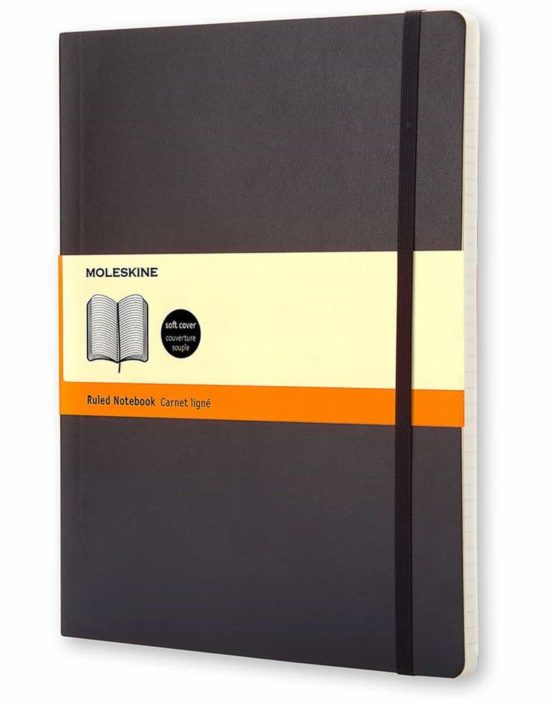 Libreta clásica tapa blanda negra XL rayada