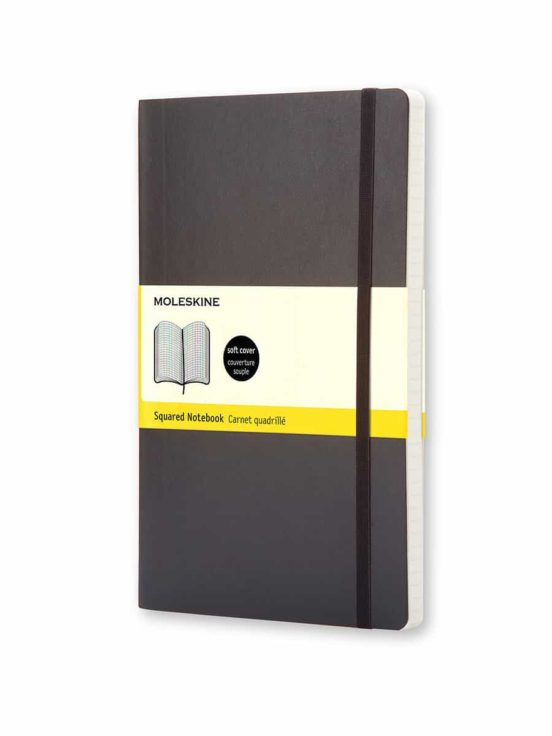 Libreta clásica tapa blanda negra P cuadriculada