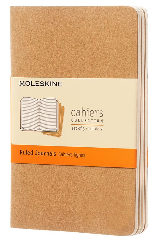 4 libretas Cahier marrón kraft P rayas