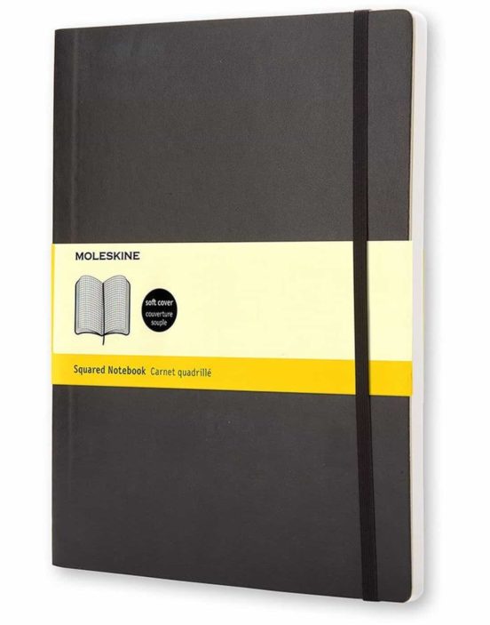 Libreta clásica tapa blanda negra XL cuadriculada