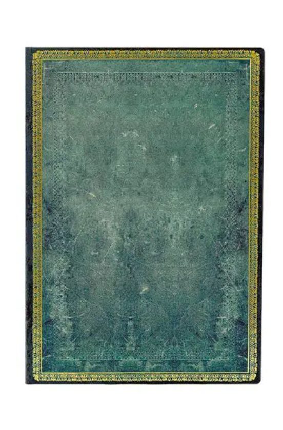 Libreta flexi azul pacífico midi punteada de 176 páginas y cierre con banda elástica Paperblanks verde