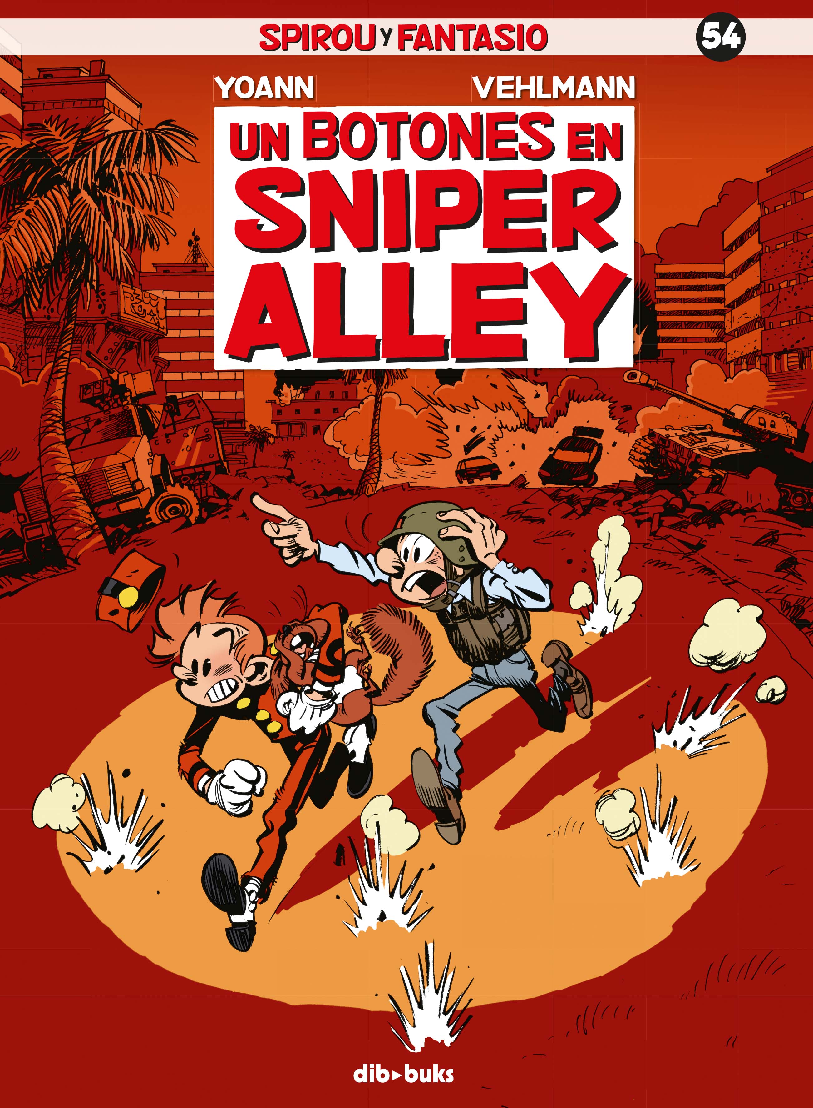 Portada de Spirou y fantasio nº 54: un botones en sniper alley