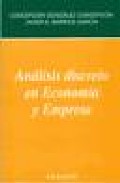 Portada de Analisis discreto en economia y empresa