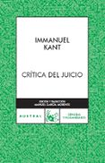 CRITICA DEL JUICIO de KANT, IMMANUEL 