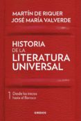 HISTORIA DE LA LITERATURA UNIVERSAL I di RIQUER, MARTIN DE  VALVERDE, JOSE MARIA 