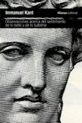 OBSERVACIONES ACERCA DEL SENTIMIENTO DE LO BELLO Y DE LO SUBLIME de KANT, IMMANUEL 