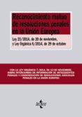 RECONOCIMIENTO MUTUO DE RESOLUCIONES PENALES EN LA UNION EUROPEA: LEY 23/2014, DE 20 DE NOVIEMBRE, Y LEY ORGANICA 6/2014, DE 29 DE OCTUBRE di VV.AA. 