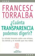 CUANTA TRANSPARENCIA PODEMOS DIGERIR?: LA MIRADA HONESTA SOBRE UNO MISMO, LOS DEMAS Y EL MUNDO QUE NOS RODEA de TORRALBA ROSELLO, FRANCESC 