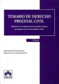 TEMARIO DE DERECHO PROCESAL CIVIL ( 5 ED.) de TOME GARCIA, JOSE ANTONIO GARCIA-LUBEN BARTHE, PALOMA 