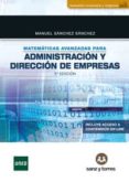 MATEMATICAS AVANZADAS PARA LA ECONOMIA de SANCHEZ, MANUEL 