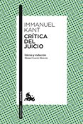 CRITICA DE JUICIO de KANT, IMMANUEL 