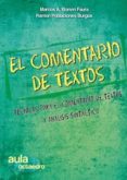 EL COMENTARIO DE TEXTOS. TECNICAS PARA EL COMENTARIO DE TEXTOS Y ANALISIS SINTACTICO de BONVIN FAURA, MARCOS ANDRES 