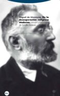 DE LA DESESPERACION RELIGIOSA MODERNA de UNAMUNO, MIGUEL DE 