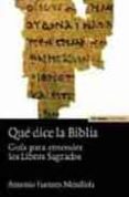 QUE DICE LA BIBLIA: GUIA PARA ENTENDER LOS LIBROS SAGRADOS (2 ED .) de FUENTES MENDIOLA, ANTONIO 