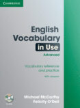 ENGLISH VOCABULARY IN USE (ADVANCED) (EDITION WITH ANSWERS AND CD -ROM) de MCCARTHY, MICHAEL 