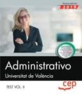ESCALA ADMINISTRATIVA UNIVERSITAT DE VALENCIA: TEMARIO 2 di VV.AA. 