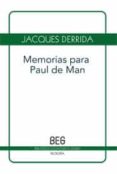 MEMORIAS PARA PAUL DE MAN de DERRIDA, JACQUES 