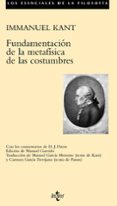 FUNDAMENTACION DE LA METAFISICA DE LAS COSTUMBRES de KANT, IMMANUEL 