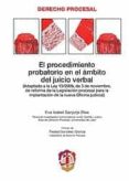 PROCEDIMIENTO PROBATORIO EN EL AMBITO DE JUICIO VERBAL ADAPTADO A LA LEY 13/2009 DE 3 DE NOVIEMBRE DE REFORMA DE LA LEGISLACION PROCESAL PARA LA IMPLANTACION DE LA NUEVA OFICINA JUDICIAL di SANJURJO RIOS, EVA ISABEL 