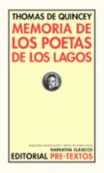 MEMORIA DE LOS POETAS DE LOS LAGOS de QUINCEY, THOMAS DE 
