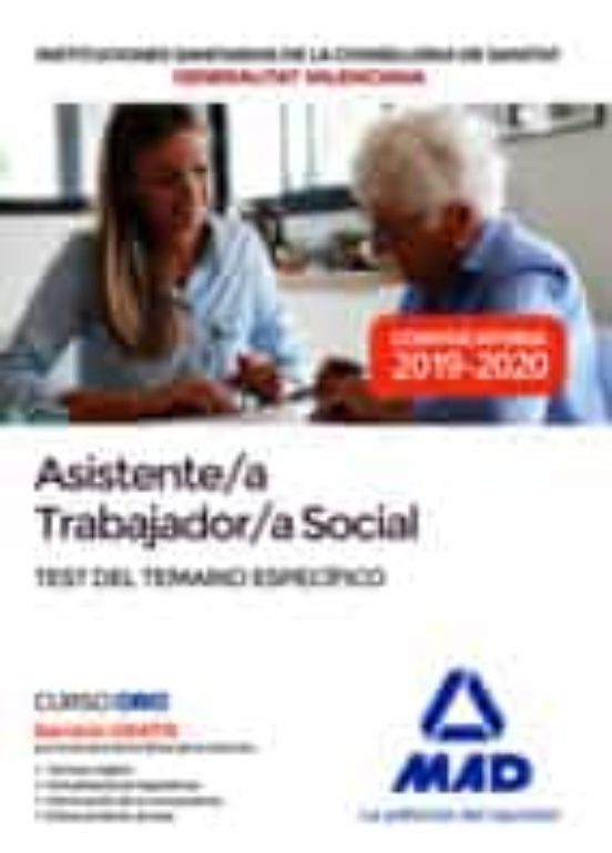 Asistente/a Trabajador/a Social De Las Instituciones Sanitarias De La Conselleria De Sanitat De La Generalitat Valenciana. Test Temario Específico