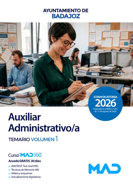 Auxiliar Administrativo/a. Temario Volumen 1. Ayuntamiento de Bad Ajoz