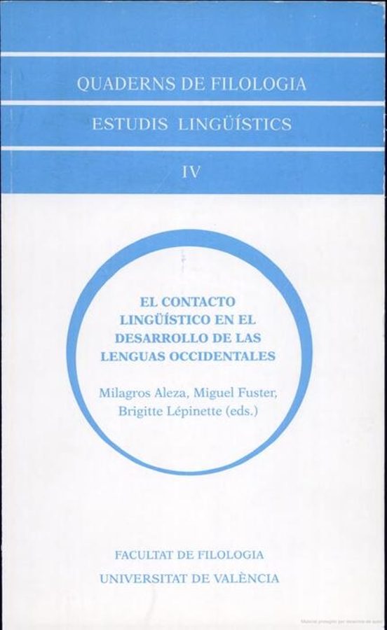 Quaderns De Filologia Estudis Linguistics Iv: El Contacto Lingu Istic