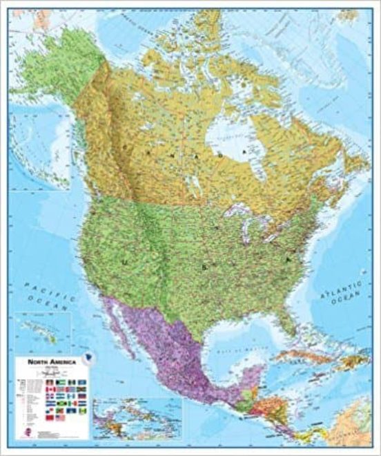 América Del Norte Política [inglés][120 X 100 Cm.] 1:7.000.000