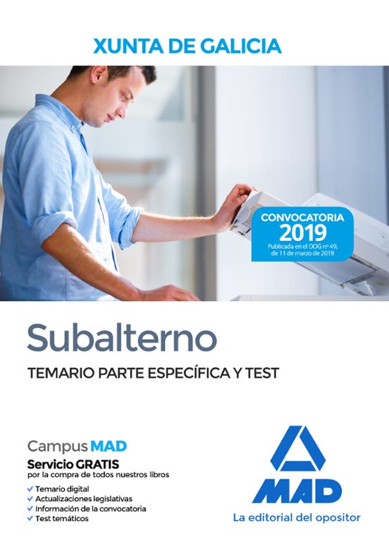 Subalterno De La Xunta De Galicia. Temario Parte Específica Y Test