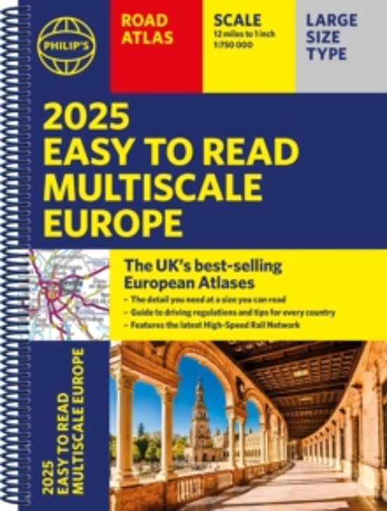 2025 Philips Easy To Read Multiscale Road Atlas Europe