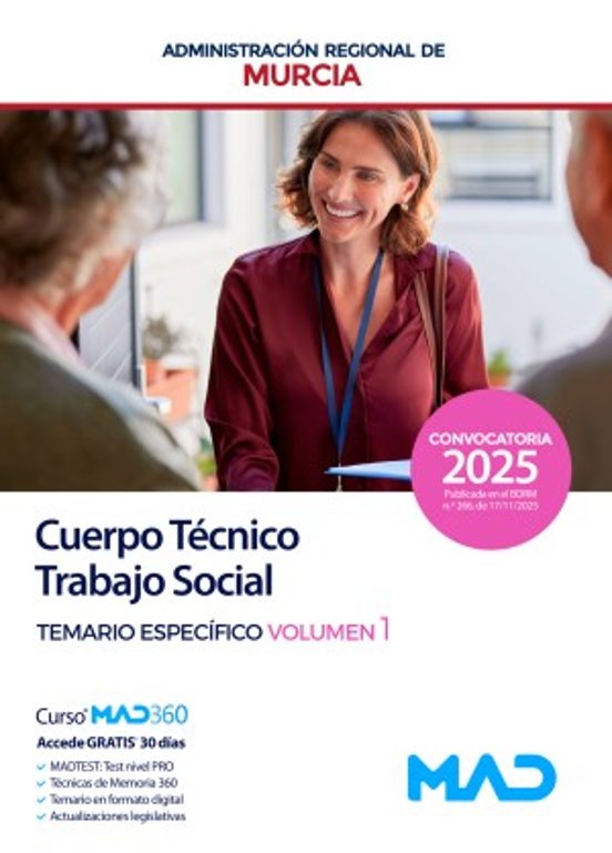 Trabajo Social de la Comunidad Autónoma de la Región de Murcia. Temario específico. Volumen 1