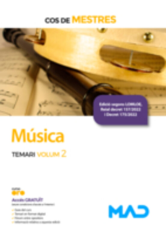 Cos De Mestres. Musica. Temari Volum 2. Generalitat De Cataluña