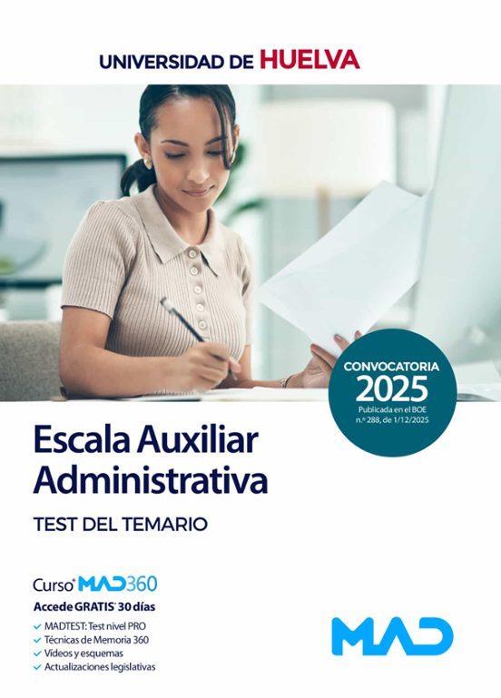 Escala Auxiliar Administrativa De La Universidad De Huelva. Test Del Temario