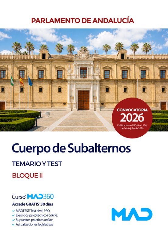 Cuerpo de Subalternos. Parlamento de Andalucía. Temario y Test Bl Oque
