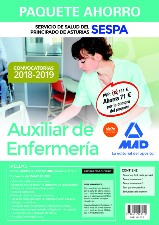 Paquete Ahorro Auxiliar De Enfermería Del Servicio De Salud Del Princi