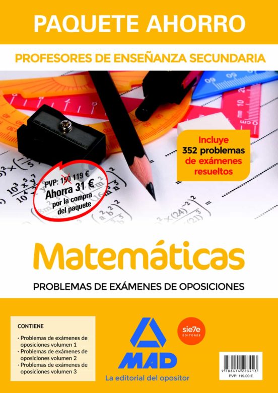 Paquete Ahorro Matemáticas Problemas De Exámenes Cuerpo De Profesores