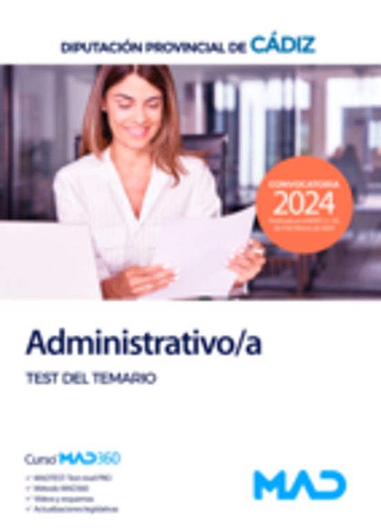 Administrativo/a De La Diputación Provincial De Cádiz. Test Del Temario