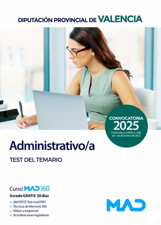 Administrativo/a De La Diputación Provincial De Valencia. Test Del Temario