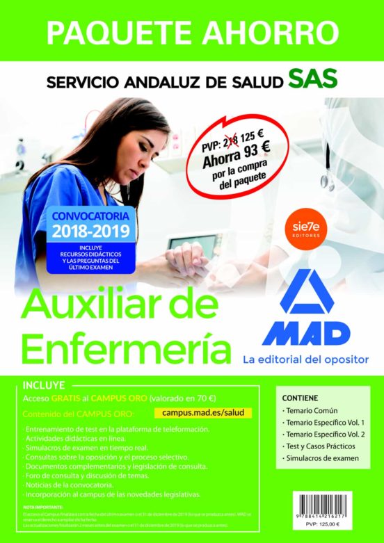 Paquete Ahorro Auxiliar Enfermería Del Servicio Andaluz De Salud