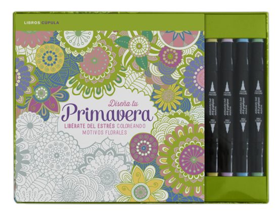 Kit Diseña Tu Primavera: Liberate Del Estres Coloreando Motivos Floral