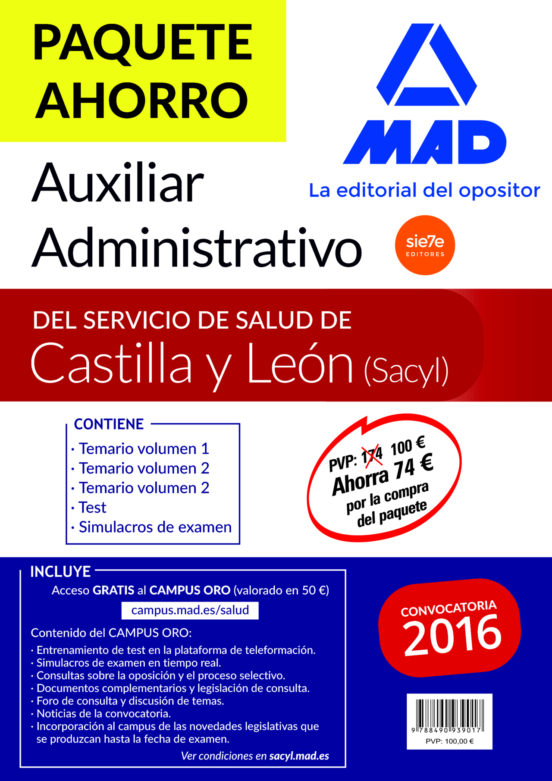 Paquete Ahorro Auxiliar Administrativo Del Servicio De Salud De Castil