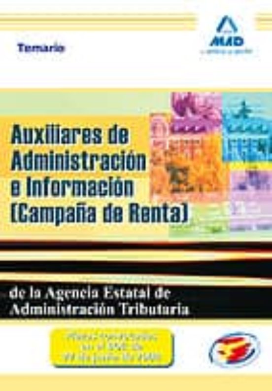 Auxiliares De Administración E Información De La Agencia Estatal De Administración Tributaria. Temario