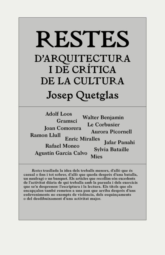 Restes D Arquitectura I Critica De La Cultura