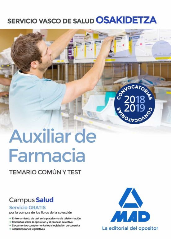 Auxiliar De Farmacia De Osakidetza-Servicio Vasco De Salud. Temario Común Y Test