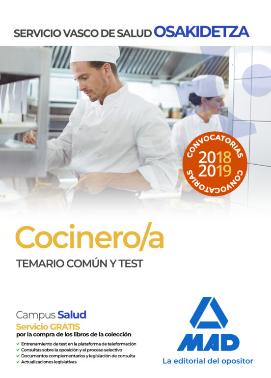 Cocinero/a De Osakidetza-Servicio Vasco De Salud. Temario Común Y Test
