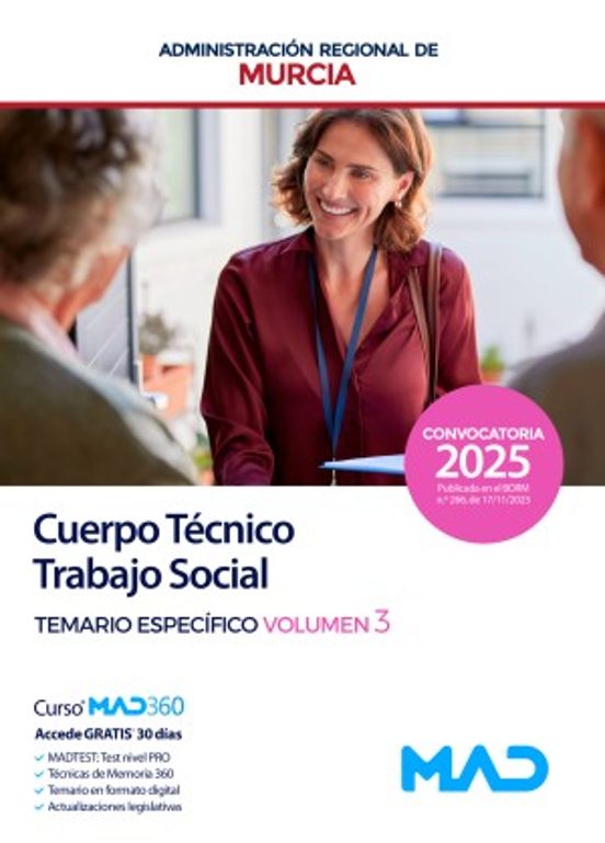 Trabajo Social de la Comunidad Autónoma de la Región de Murcia. Temario específico. Volumen 3