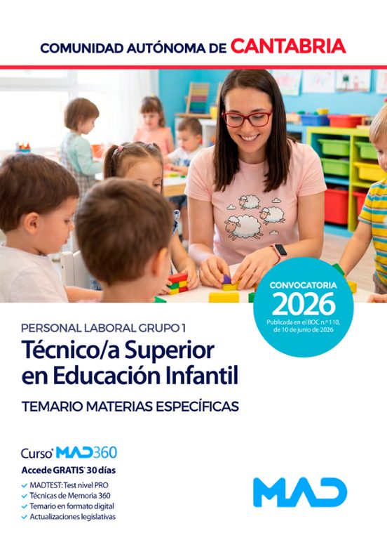 Técnico/a superior en Educación Infantil . Comunidad Autónoma de Cantabria. Temario de materias específicas