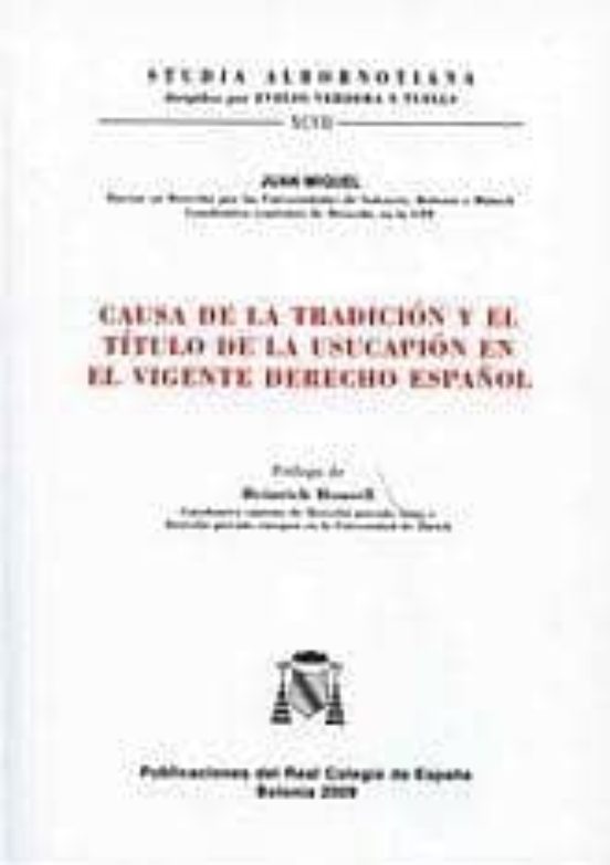 causa de la tradicion y el titulo de la usucapion en el vigente d erec